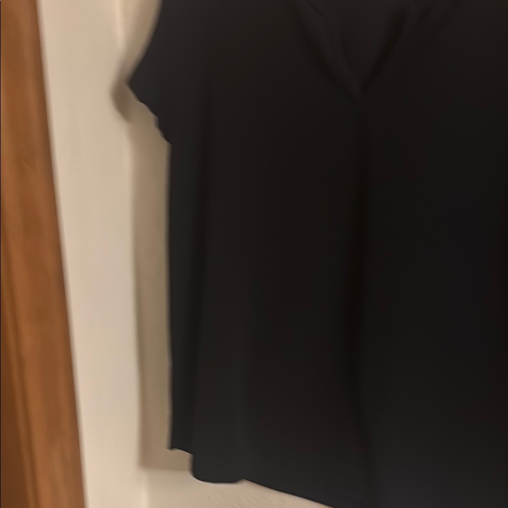 Black Blouse with Short Sleeves and Relaxed Fit